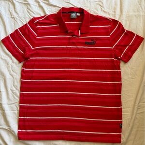 Puma Men's Bold Red Polo with White Stripes